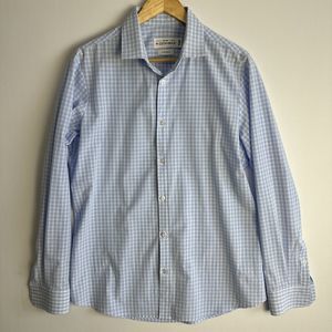 MIZZEN+MAIN Shirt Mens L Standard Fit Long Sleeve Blue Checker Button Up Leeward